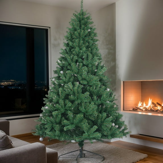 Yardi Yarda 7.5FT Artificial Christmas Tree, Full Natural Spruce PVC Fir Tree with Foldable Metal Stand, Green
