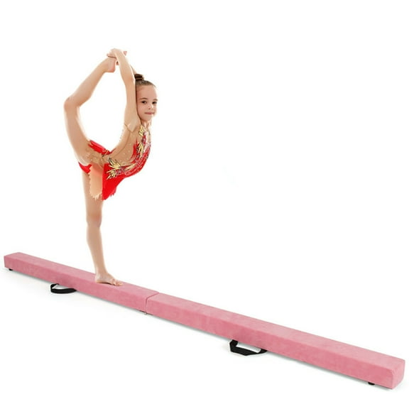Yardi Yarda 7 Feet Folding Portable Floor Balance Beam with Handles for Gymnasts-Pink, Balance Beam, Folding Floor Gymnastics Equipment for Gymnast Kids Adults