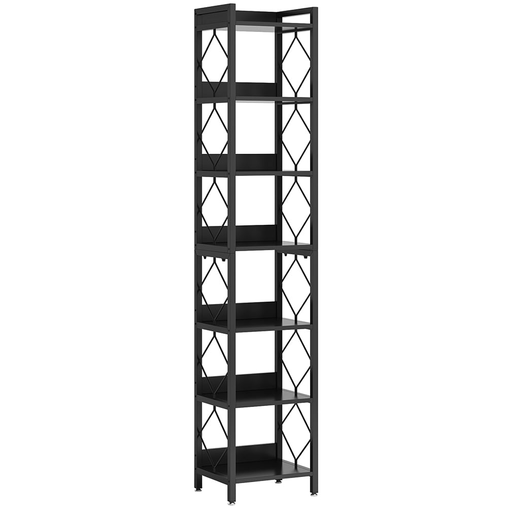 Yardi Yarda 7-Tier Corner Shelf, 78.7" Narrow Bookshelf Corner Bookcase, Black Yardi Yarda 7-Tier Corner Shelf, 78.7" Narrow Bookshelf Corner Bookcase, Black