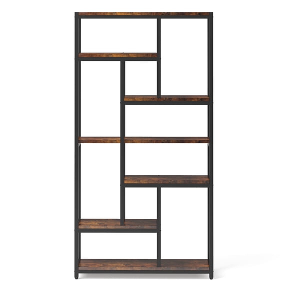 Yardi Yarda 79" Tall Bookshelf, 7-Tier Bookcase Open Display Shelves, Rustic Brown