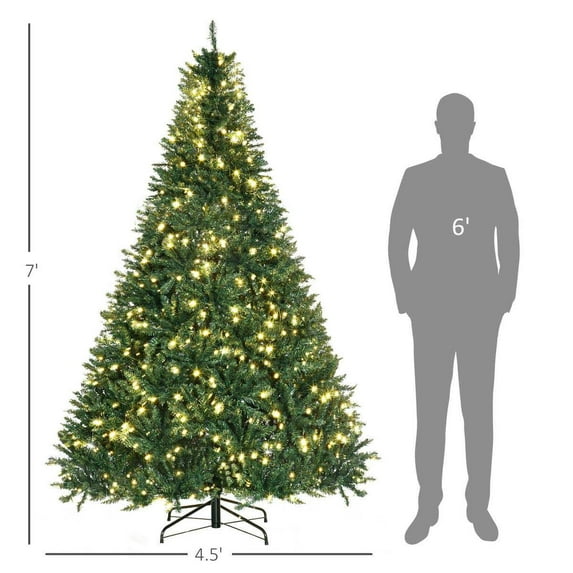 Yardi Yarda 7ft Pre-Lit Full Douglas Fir Artificial Christmas Tree with Realistic Branches, 700 Warm White LED Lights and 2154 Tips, Holiday Decorative Artificial Christmas Tree, Green