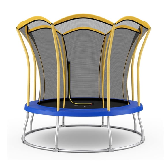 Yardi Yarda 8 Ft Outdoor Unique Flower Shape Trampoline with Enclosure Net-Orange, Bounce Trampoline for Garden, Park