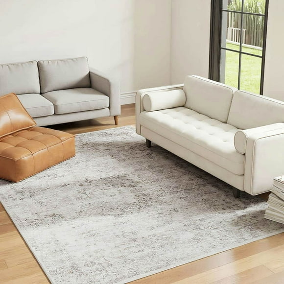 Yardi Yarda 8x10FT Machine Washable Area Rug, Non-Slip Traditional Floor Carpet for Indoor, Light Mixed-Brown