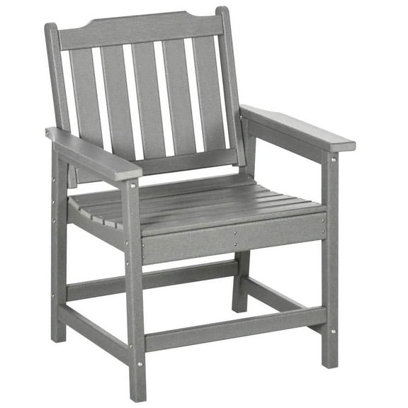 Yardi Yarda All-Weather Patio Chair, HDPE Patio Dining Chair, Heavy Duty Wood-Like Chair, Gray