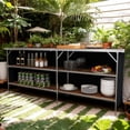 thumbnail image 1 of Yardi Yarda Aluminum Portable Picnic Table, Picnic Table with 2-Tier Open Shelves and Spacious Tabletop, Coffee, 1 of 17