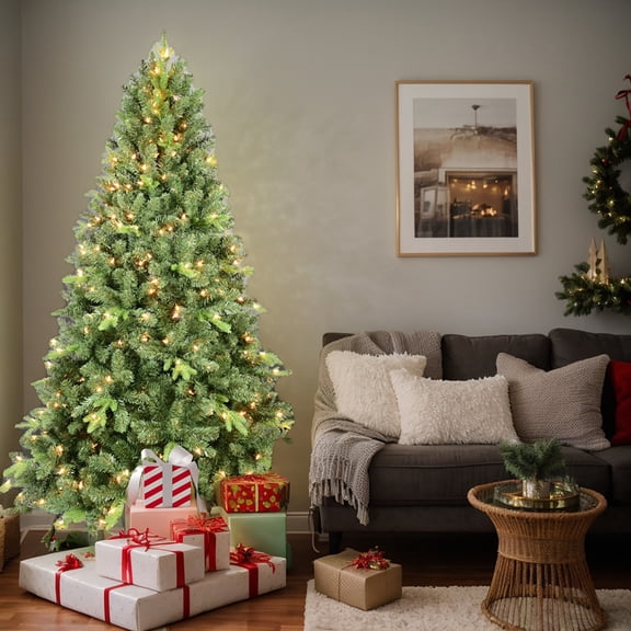 Yardi Yarda Artificial 6FT Christmas Tree with 1339 PE/PVC Mixed Branch Tips and 350 UL Warm White Led, Christmas Tree with Memory Wire+Iron Wire for Indoor Holiday Decoration, Green