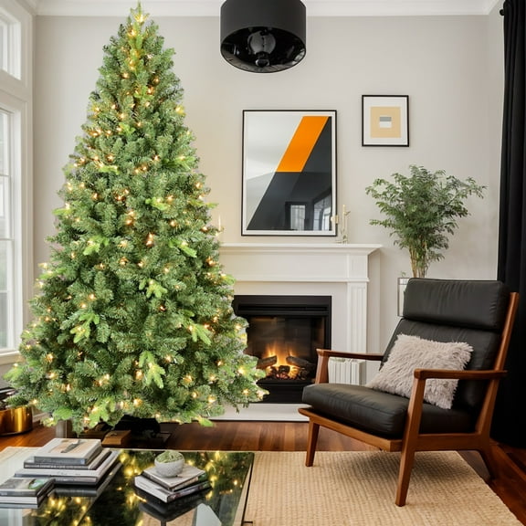 Yardi Yarda Artificial 7FT Christmas Tree with 1875 PE/PVC Mixed Branch Tips and 450 UL Warm White Led, Christmas Tree with Memory Wire+Iron Wire for Indoor Holiday Decoration, Green