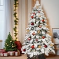 thumbnail image 1 of Yardi Yarda Artificial 7FT Flock LED-lit Christmas Tree with 890PE/PVC Mixed Branch Tips, Christmas Tree with Hinged Premium & Foldable Base, Green+White, 1 of 10