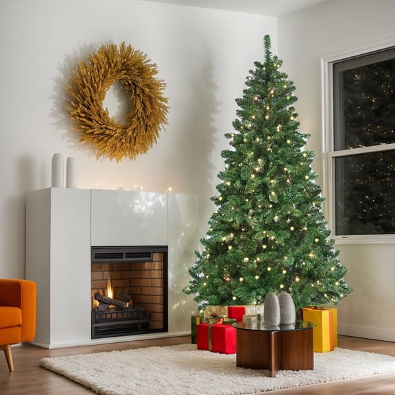 Yardi Yarda Artificial 9FT RGB-lit Christmas Tree with 1721PVC Mixed Branch Tips, Christmas Tree with Hinged Premium & Foldable Base, Green