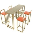 thumbnail image 1 of Yardi Yarda Bar Table and Chairs 5-Piece Set, Bar Table with Storage Function and Gold Frame, Bar Chair with Brown Tabletop and Blue Cushion, Orange, 1 of 19