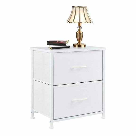 Yardi Yarda Bedside Table, Drawers Dresser Chest of Drawers, End Table with Metal Frame and Wood Top, Nightstand for Indoor as Living Room, Bedroom, White
