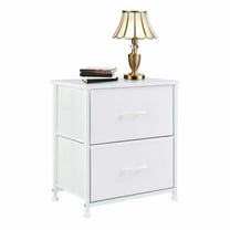 Yardi Yarda Bedside Table, Drawers Dresser Chest of Drawers, End Table with Metal Frame and Wood Top, Nightstand for Indoor as Living Room, Bedroom, White