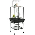 thumbnail image 1 of Yardi Yarda Bird Stand with Wheels, Perches, Stainless Steel Feed Bowls, Pull-Out Tray for Indoor Outdoor Small Parrot, Dark Gray, 1 of 11