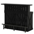 thumbnail image 1 of Yardi Yarda Black Wood Bar Counter with Rustic X-Frame, Bar Counter with Open Shelves & Large Countertop, Functional Bar Table with Foldable Footrest & Stable Legs for Indoor, Black, 1 of 5