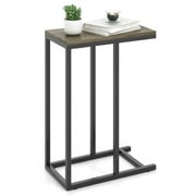 Yardi Yarda C-shaped Side Table with Heavy-duty Metal Frame, Oak