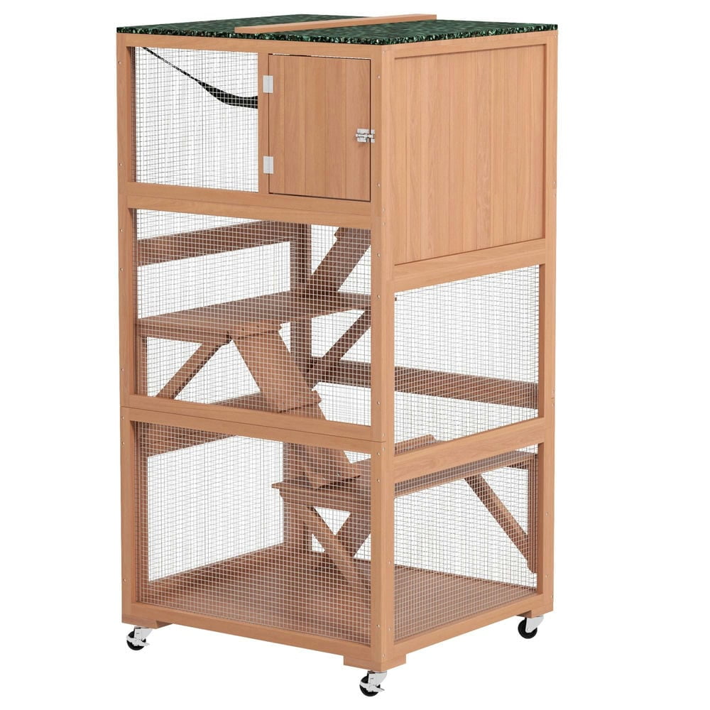 Yardi Yarda Catio, Outdoor Cat Enclosure House on Wheels with Hammock, Orange