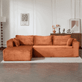 thumbnail image 1 of Yardi Yarda Compression Sectional Couch with Comfy Chaise, Boneless L Shape Sofa with Deep Seat, Minimalist Modular Couches Sleeper, Brown, 1 of 7
