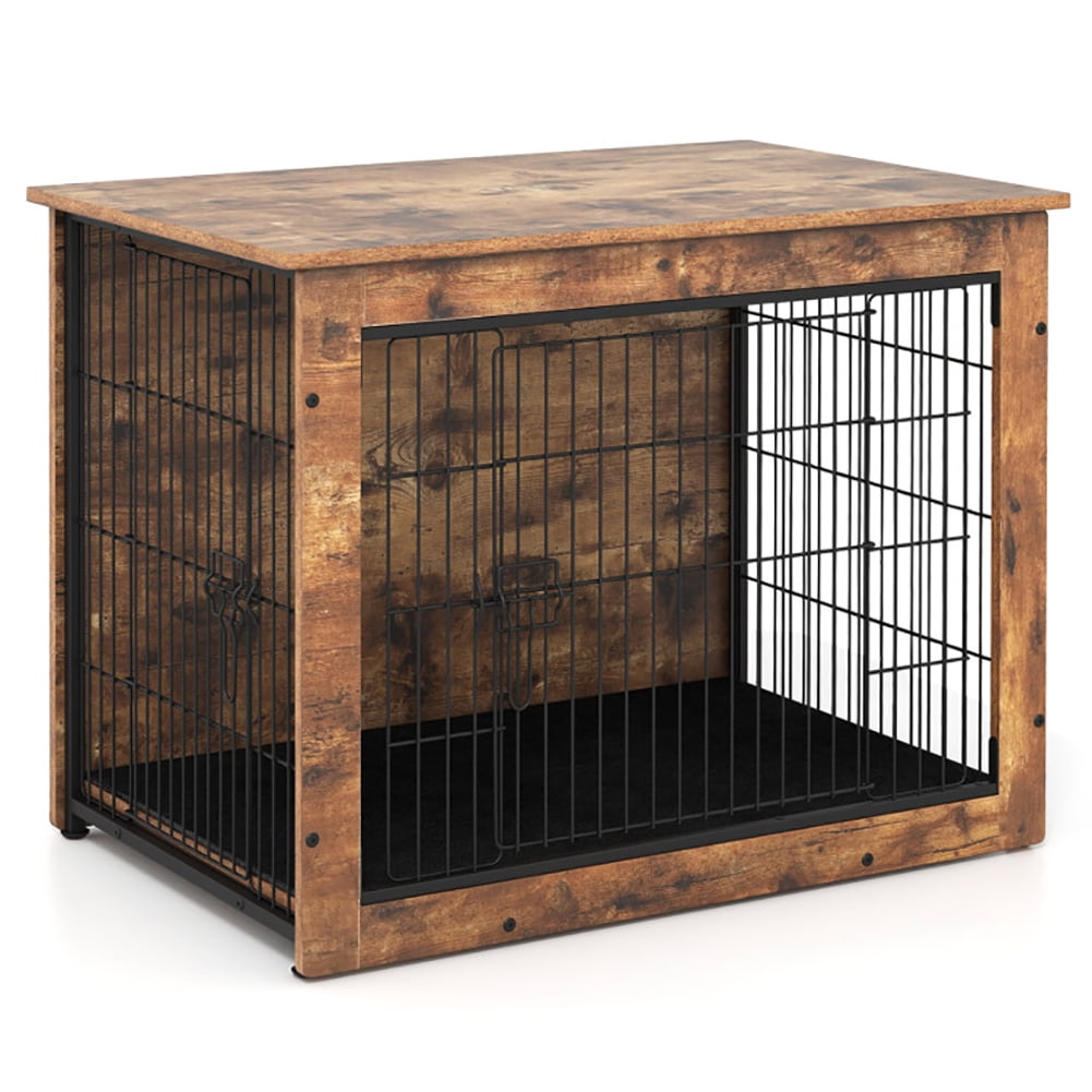 Yardi Yarda Dog Crate Furniture with Cushion and Double Doors for Small/Medium Dogs-33 Inches
