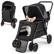 Yardi Yarda Dog Stroller for Medium Small Senior Elderly Dogs with Dual Entry, Black