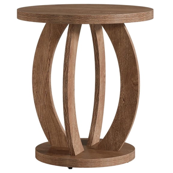 Yardi Yarda End Table, Round Side Table with Storage, Farmhouse Nightstand Bedside Accent Furniture, Side Tables for Living Room, Rustic Brown