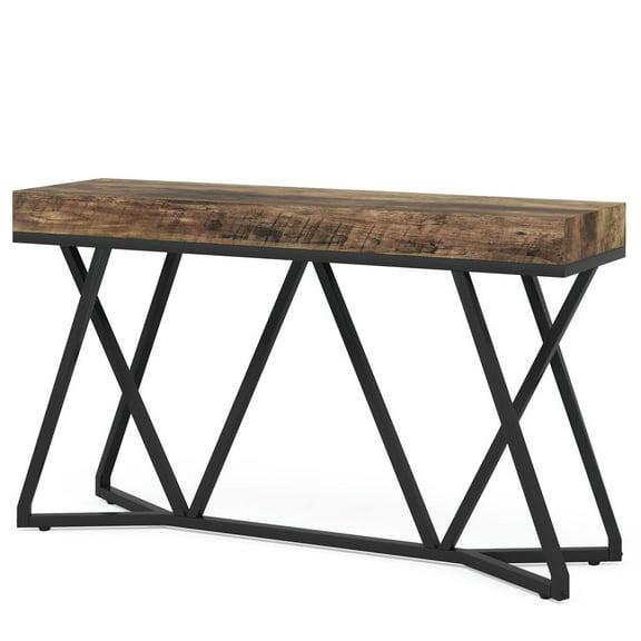 Yardi Yarda Farmhouse Console Table, 55" Sofa Table Wood Entryway Table, Rustic Brown