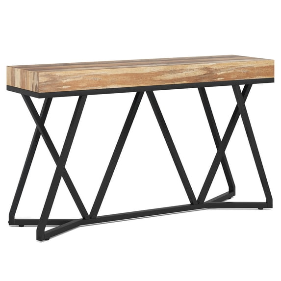 Yardi Yarda Farmhouse Console Table, 55" Sofa Table Wood Entryway Table, Wood & Black