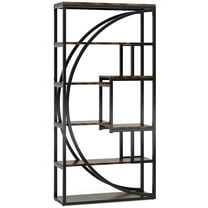 Yardi Yarda Industrial Bookshelf Bookcase with 8 Open Storage Shelf, Rustic Brown & Black