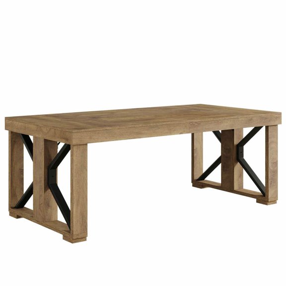 Yardi Yarda Industrial Wood & Metal Conference Table, Large Office Meeting Table, Office Table, Brown