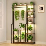 Yardi Yarda Large Plant Stand Indoor with Grow Light, 71 Inches Tall Plant Shelf, 8 Tiered Heavy-Duty Metal Plant Stand, Square Flower Stand Display Rack for Indoor, Black