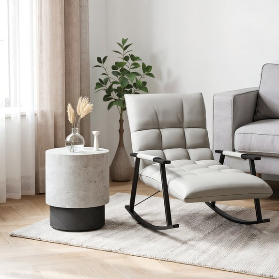 Yardi Yarda Lightweight Accent Table, Round Table with Concrete Finish, Side Table with 4 Adjustable Feet for Indoor, Gray