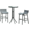 thumbnail image 1 of Yardi Yarda Outdoor 3 Pieces Bar Height Bistro Set, Round Patio Pub Table and 2 Bar Chairs with Comfortable Design & Strong Build, Bar Bistro Set for Garden, Patio, Brown, 1 of 11