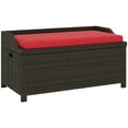 thumbnail image 1 of Yardi Yarda Outdoor Wicker Storage Bench with Storage & Cushion, 2-in-1 Storage Bench, Red, 1 of 11