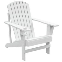 Yardi Yarda Oversized Adirondack Chair, Outdoor Porch Seating, Classic Log Lounge with Built-in Cupholder, White