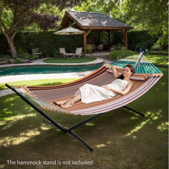 Yardi Yarda Patio Hammock with Detachable Pillow, Foldable Swing Chair Bed for Outdoor as Yard, Brown