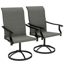 Yardi Yarda Patio Swivel Chairs Set of 2, High Back Patio Dining Chairs with All-Weather Mesh, Gray