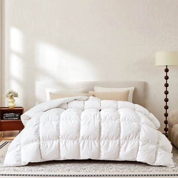 Yardi Yarda Queen Size Goose Down Comforter(90"x90"), Duvet with 100% Cotton Shell, 750+ Fill Power, 50oz Fill Weight, Duvet with No Shifting & No Cold Spots, White
