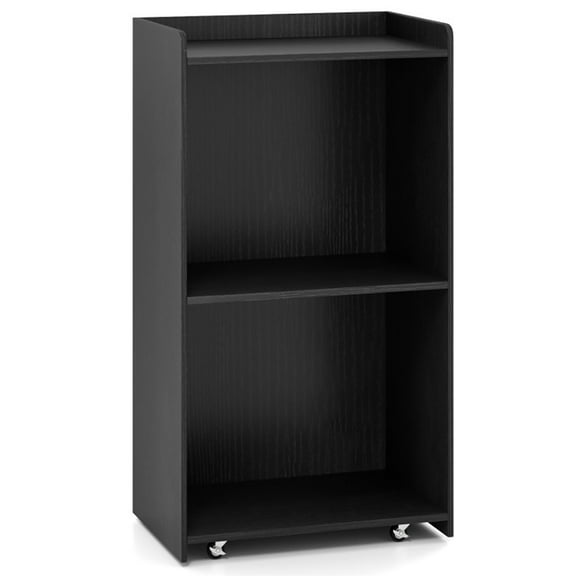 Yardi Yarda Rolling Podium Stand with 2 Shelves and Lockable Wheels, Black