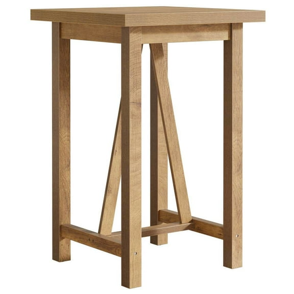 Yardi Yarda Rustic Square Bar Table with Wood Frame and Spacious Top, Bar Table with Stable Legs and Open Shelf Storage for Indoor, Brown