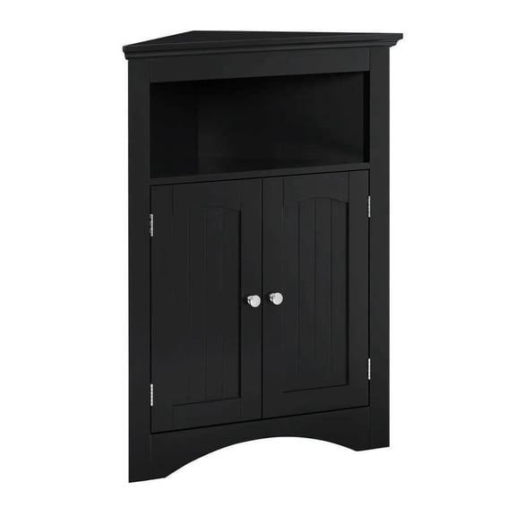 Yardi Yarda Sideboard Cabinet with Doors and Shelves, Corner Cabinet, Bathroom Floor Corner Cabinet, Free Standing Storage Cabinet for Indoor, Black