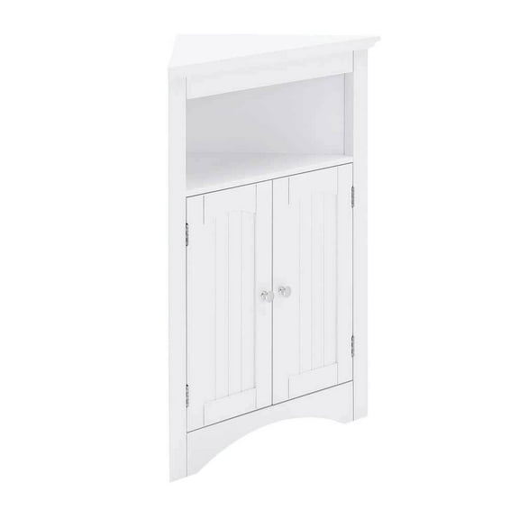 Yardi Yarda Sideboard Cabinet with Doors and Shelves, Corner Cabinet, Bathroom Floor Corner Cabinet, Free Standing Storage Cabinet for Indoor, White