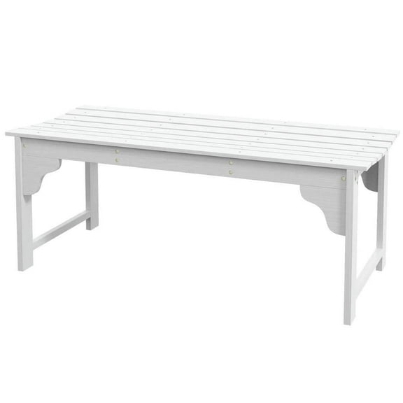 Yardi Yarda Slatted Wooden Garden Bench, Curved Seat Front Porch Bench, White