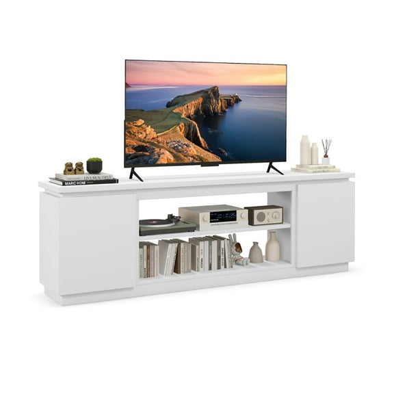Yardi Yarda TV Cabinet with 3 Adjustable Shelves and Anti-Tipping Kits for TVs up to 80 Inch, White