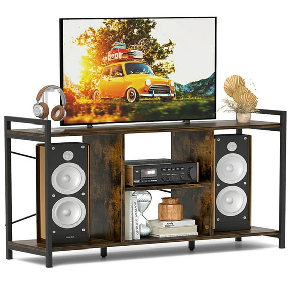 Yardi Yarda TV Stand for 55 Inch TVs Industrial Entertainment Center, Rustic Brown