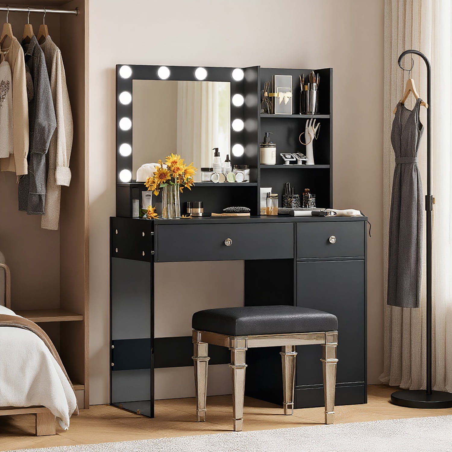 Makeup Vanity With Glass Topnull