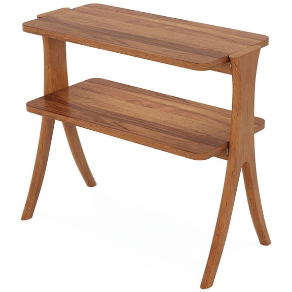 Yardi Yarda Wood End Table, Farmhouse Side Table with 2-Tier Storage Shelf, End Table for Indoor, Brown