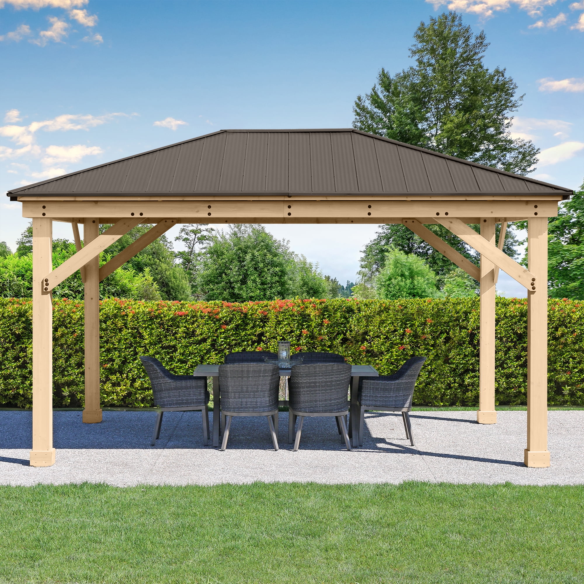 Meridian 12' x 16' Cedar Gazebo with Aluminum Roof