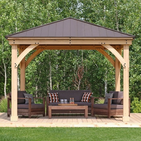 Yardistry - 12' x 14' Meridian Gazebo - Coffee Brown/Natural Cedar