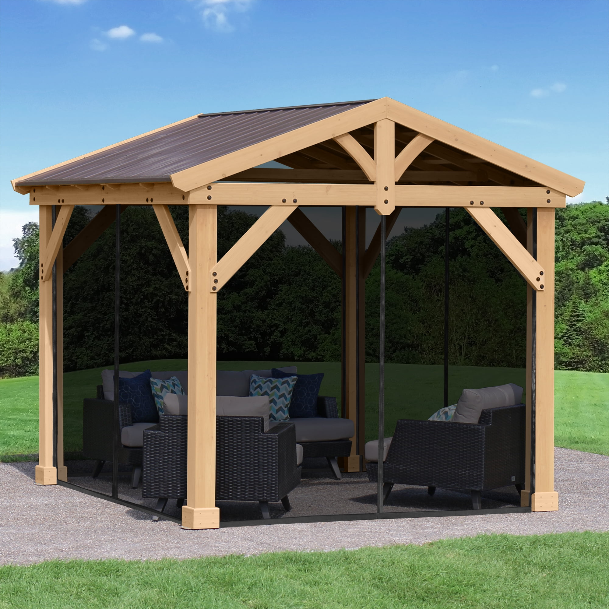 Yardistry Black Mosquito Screen Mesh Kit Designed for the 10 x 10 Meridian Pavilion