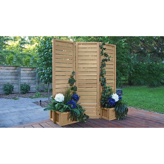 Yardistry Fusion Privacy Screen with Planters | Brown