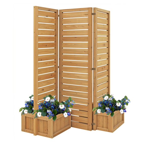 Yardistry Fusion Privacy Screen with Planters | Brown